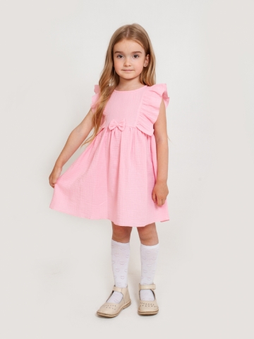 Купить 322-Р. Платье из муслина детское, хлопок 100% розовый, р. 98,104,110,116 в Тольятти