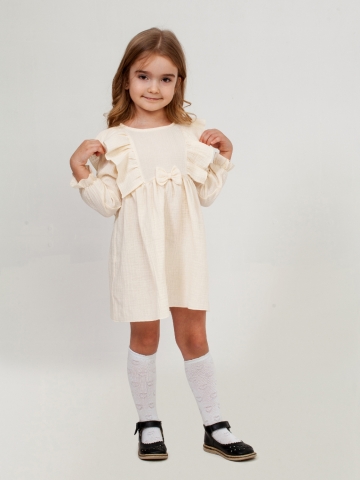 Купить 321-СЛ. Платье из муслина детское, хлопок 100% сливочный, р. 98,104,110,116 в Тольятти