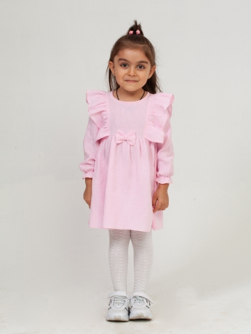 Купить 321-Р. Платье из муслина детское, хлопок 100% розовый, р. 98,104,110,116 в Тольятти